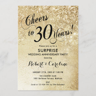 Invitation Surprise 30e anniversaire de mariage - Or