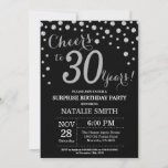 Invitation Surprise 30e anniversaire Diamant noir et argent<br><div class="desc">Invitation surprise 30e anniversaire avec Arrière - plan Diamant de Parties scintillant noir et argent. Confetti d'argent. Anniversaire adulte. Hommes ou femmes,  anniversaire.
Pour plus de personnalisation,  cliquez sur le bouton "Customiser" et utilisez notre outil de conception pour modifier ce modèle.</div>