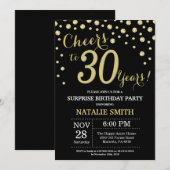Invitation Surprise 30e anniversaire Diamant noir et or (Devant / Derrière)