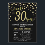 Invitation Surprise 30e anniversaire Diamant noir et or<br><div class="desc">Surprise 30e anniversaire Invitation avec Parties scintillant noire et or Arrière - plan diamant. Confetti d'or. Anniversaire adulte. Hommes ou Femmes Anniversaire. Pour plus de personnalisation,  cliquez sur le bouton "Customiser" et utilisez notre outil de conception pour modifier ce modèle.</div>