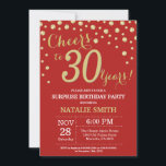 Invitation Surprise 30e anniversaire Diamant rouge et or<br><div class="desc">Invitation surprise 30e anniversaire avec Arrière - plan Diamant Parties scintillant Rouge et Or. Gold Confetti. Anniversaire adulte. Hommes ou femmes,  anniversaire.
Pour plus de personnalisation,  cliquez sur le bouton "Customiser" et utilisez notre outil de conception pour modifier ce modèle.</div>