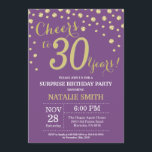 Invitation Surprise 30e anniversaire Diamant violet et or<br><div class="desc">Invitation surprise 30e anniversaire avec Arrière - plan Diamant de Parties scintillant violet et or. Gold Confetti. Anniversaire adulte. Hommes ou femmes,  anniversaire. Pour plus de personnalisation,  cliquez sur le bouton "Customiser" et utilisez notre outil de conception pour modifier ce modèle.</div>