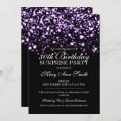 Invitation Surprise 30e anniversaire fête violet de minuit Gl (Devant / Derrière)