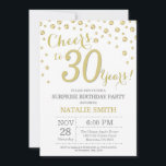 Invitation Surprise 30e anniversaire Gold Parties scintillant<br><div class="desc">Surprise 30e anniversaire Invitation avec Parties scintillant d'or Arrière - plan diamant. Confetti d'or. Anniversaire adulte. Hommes ou Femmes Anniversaire. Pour plus de personnalisation,  cliquez sur le bouton "Customiser" et utilisez notre outil de conception pour modifier ce modèle.</div>