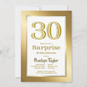 Invitation Surprise 30e anniversaire Gold Party (Devant)