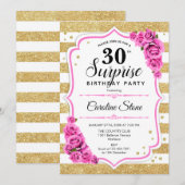 Invitation Surprise 30e anniversaire - Gold White Rose (Devant / Derrière)