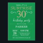 Invitation surprise 30e anniversaire Green and Gol<br><div class="desc">Invitation surprise 30e anniversaire avec Arrière - plan de Parties scintillant verte et d'or. Anniversaire adulte. Hommes ou femmes Anniversaire Invitation. Quel que soit l'âge.
Pour plus de personnalisation,  cliquez sur le bouton "Customiser" et utilisez notre outil de conception pour modifier ce modèle.</div>