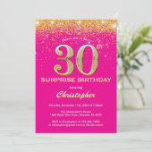 Invitation Surprise 30e anniversaire Hot rose et Parties scin (Debout devant)