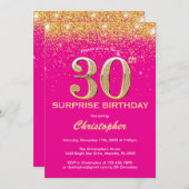 Invitation Surprise 30e anniversaire Hot rose et Parties scin (Devant / Derrière)