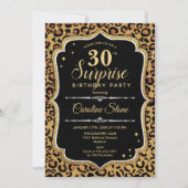 Invitation Surprise 30e Anniversaire - Léopard Noir Or (Devant)