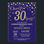 Invitation Surprise 30e anniversaire Marine Bleu et Diamant O<br><div class="desc">Invitation surprise 30e anniversaire avec l'Arrière - plan Diamond Parties scintillant bleu et or Marine. Confetti d'or. Anniversaire adulte. Hommes ou Femmes Anniversaire. Pour plus de personnalisation,  cliquez sur le bouton "Customiser" et utilisez notre outil de conception pour modifier ce modèle.</div>