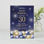 Invitation Surprise 30e anniversaire Marine Blue Gold Ballons (Debout devant)