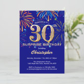 Invitation Surprise 30e anniversaire Marine Blue & Gold Firew (Debout devant)