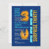Invitation SURPRISE 30e anniversaire Modern Blue and Gold F54 (Devant)