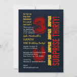 Invitation SURPRISE 30e anniversaire moderne Red Gold Blue W6<br><div class="desc">Ce design moderne en rouge, or et bleu est une façon élégante et branchée d'invitation de vos invités à une fête de 30e anniversaire SURPRISE. Tout le texte est totalement personnalisable. Vous pouvez modifier la couleur du texte pour un aspect différent. Je vous recommande le papier métallique dans la glace,...</div>