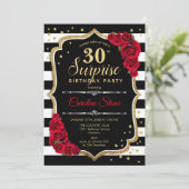 Invitation Surprise 30e anniversaire - Noir Blanc Rouge (Debout devant)