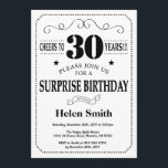 Invitation surprise 30e anniversaire Noir et blanc<br><div class="desc">Invitation surprise 30e anniversaire Typographie noir et blanc. Arrière - plan noir et blanc. Anniversaire adulte. Hommes ou femmes, anniversaire. Enfants Garçon ou fille Ado Anniversaire adolescente Invitation . 13e 15e 16e 18e 20e 21e 30e 40e 50e 60e 70e 80e 90e 100e. N'Importe Quel Âge. Pour plus de personnalisation, cliquez...</div>
