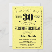 Surprise 30e Anniversaire Noir et Jaune