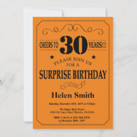 Surprise 30e Anniversaire Noir et Orange