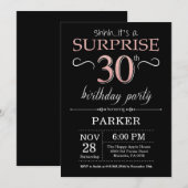Invitation Surprise 30e anniversaire Noir et Rose Or rose (Devant / Derrière)