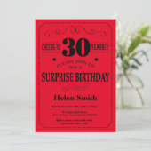 Invitation surprise 30e anniversaire Noir et Rouge (Debout devant)