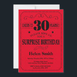 Invitation surprise 30e anniversaire Noir et Rouge<br><div class="desc">Invitation surprise 30e anniversaire Typographie noire et rouge. Arrière - plan noir et rouge. Anniversaire adulte. Hommes ou femmes, anniversaire. Enfants Garçon ou fille Ado Anniversaire adolescente Invitation . 13e 15e 16e 18e 20e 21e 30e 40e 50e 60e 70e 80e 90e 100e. N'Importe Quel Âge. Pour plus de personnalisation, cliquez...</div>