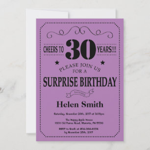 Invitation Surprise 30e anniversaire Noir et violet