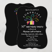Invitation SURPRISE ! 30e anniversaire noir ou tout âge (Devant / Derrière)