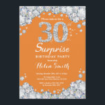 Invitation Surprise 30e anniversaire Orange and Silver Diamon<br><div class="desc">Invitation surprise 30e anniversaire. Arrière - plan en damier de Rhinestone orange et argent. Élégant invitation du Bassin d'Anniversaire. Noir et Blanc. Anniversaire adulte. Les femmes,  anniversaire. Hommes Anniversaire. Pour plus de personnalisation,  cliquez sur le bouton "Customiser" et utilisez notre outil de conception pour modifier ce modèle.</div>