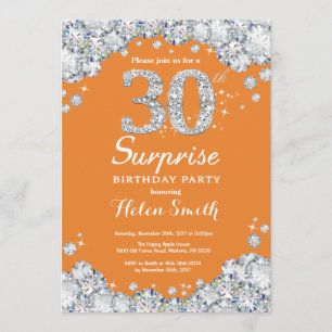 Invitation Surprise 30e anniversaire Orange and Silver Diamon