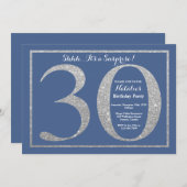 Invitation Surprise 30e anniversaire Parties scintillant bleu (Devant / Derrière)