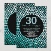 Invitation Surprise 30e anniversaire Parties scintillant noir (Devant / Derrière)