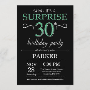 Invitation Surprise 30e anniversaire Parties scintillant noir