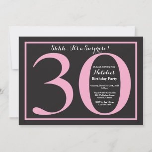 Invitation Surprise 30e anniversaire Pink and Black Chalkboar