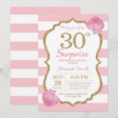 Invitation surprise 30e anniversaire Pink and Gold (Devant / Derrière)
