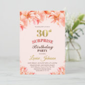 Invitation Surprise 30e anniversaire Pink Gold Floral Party (Debout devant)