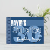 Invitation Surprise 30e anniversaire pour lui Blue Steampunk (Debout devant)