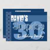 Invitation Surprise 30e anniversaire pour lui Blue Steampunk (Devant / Derrière)