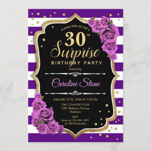 Invitation Surprise 30e anniversaire - Purple Gold