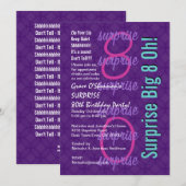 Invitation SURPRISE 30e anniversaire Purple Pink Blue F218 (Devant / Derrière)