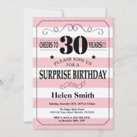 Surprise 30e Anniversaire Rayures Roses et Blanche