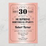 Invitation Surprise 30e anniversaire - Rose Gold Black<br><div class="desc">Surprise 30th Birthday Invitation Design rétro en feuille d'or rose et noir. Bravo à 30 ans ! Peut également être personnalisé dans n'importe quelle année.</div>