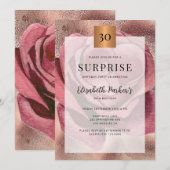 Invitation Surprise 30e anniversaire rose parties scintillant (Devant / Derrière)