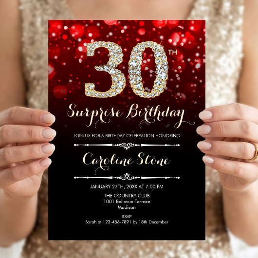 Invitation Surprise 30e Anniversaire - Rouge Or