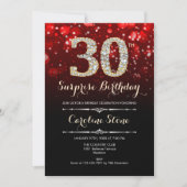 Invitation Surprise 30e Anniversaire - Rouge Or (Devant)