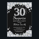 Invitation surprise 30e anniversaire Silver Diamon<br><div class="desc">Invitation surprise 30e anniversaire. Arrière - plan en damier en pierre d'argent. Élégant invitation du Bassin d'Anniversaire. Noir et Blanc. Anniversaire adulte. Les femmes,  anniversaire. Hommes Anniversaire.
Pour plus de personnalisation,  cliquez sur le bouton "Customiser" et utilisez notre outil de conception pour modifier ce modèle.</div>