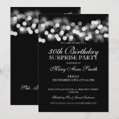 Invitation Surprise 30e anniversaire Silver Hollywood Glam (Devant / Derrière)