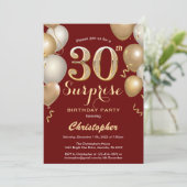 Invitation Surprise 30e anniversaire Sombre Rouge et Or Ballo (Debout devant)