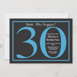 Invitation Surprise 30e Anniversaire Tableau Noir Bleu et Noi