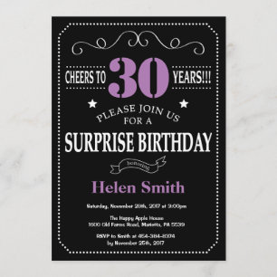 Invitation surprise 30e anniversaire violet et noi